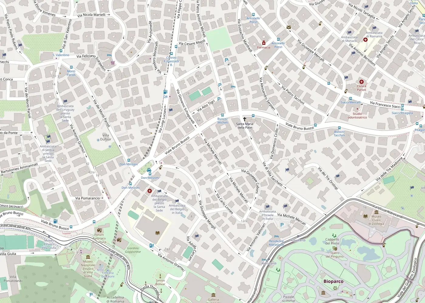 Mappa della zona di Via Michele Mercati 38, Roma Parioli